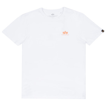 Basic T Small Logo Neon Print - white/neon orange