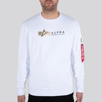 Alpha Label Sweater Foil Print - white