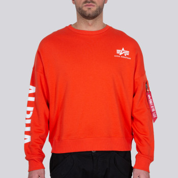 Sleeve Print OS Sweater - atomic red