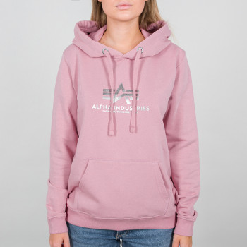 New Basic Hoody Woman Foil Print - silver pink/metalsilver